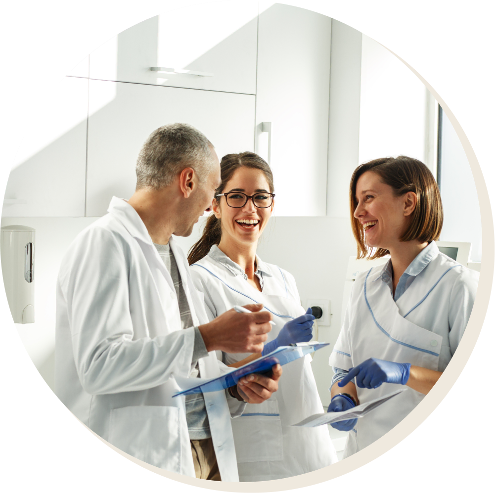 Dentists laugh together